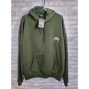 Men 2XL Green Pullover Hoodie Green Explore‎ Embroidered Patch Fleece NEW $39.99